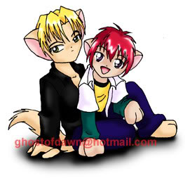 Shuichi and Yuki from 'Gravitation'. Both are faced toward the viewer. 